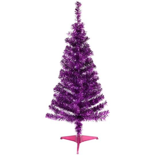 4ft. Unlit Purple Tinsel Artificial Christmas Tree